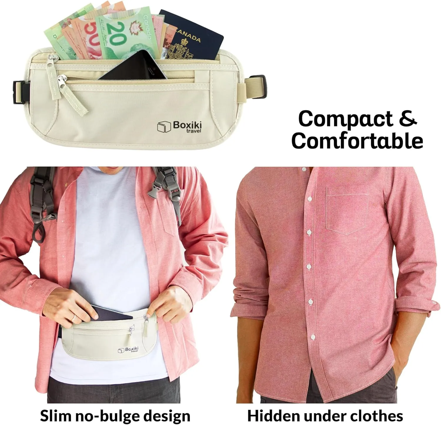 RFID Blocking Money Belt for Travel – Ultra Comfortable Hidden Travel Wallet, Lightweight & Water-Resistant with Adjustable Strap – Secure Cash & Passport Holder for International Trips & Theme Parks