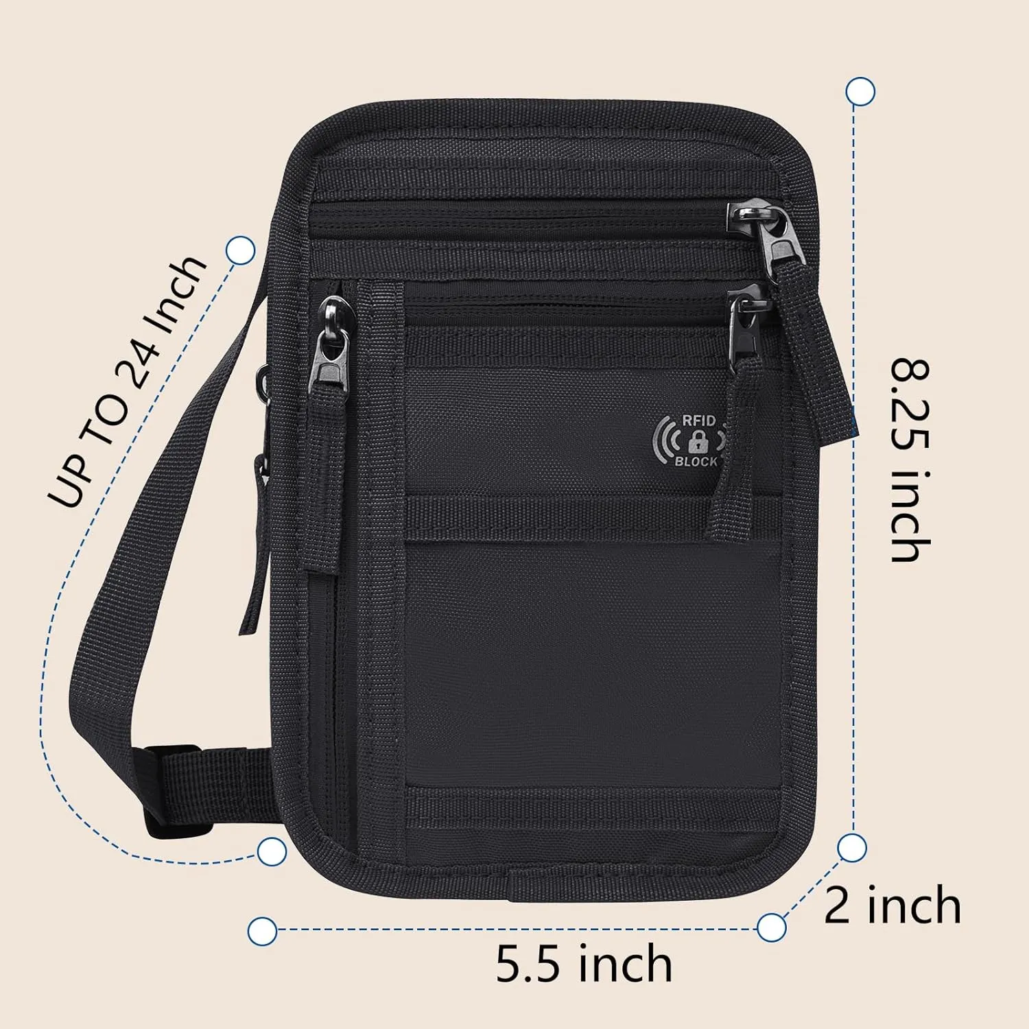 RFID Blocking Neck Wallet Small Crossbody Bag Travel Passport Holder Slim Minimalist Design Security Neck Pouch