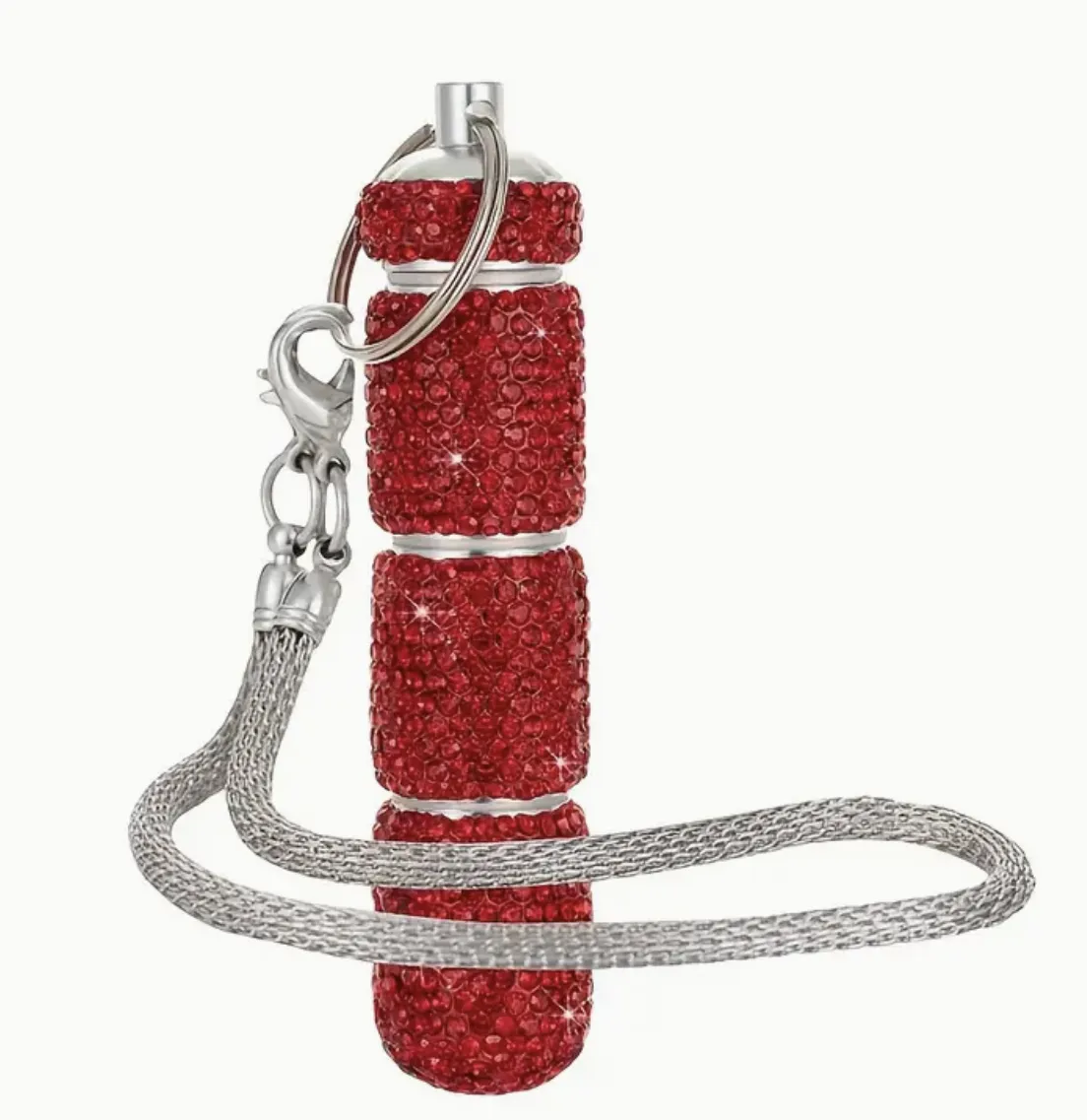 Rhinestone Triple Pill Holder Keychain with Strap