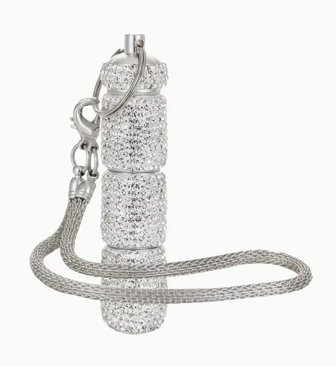 Rhinestone Triple Pill Holder Keychain with Strap