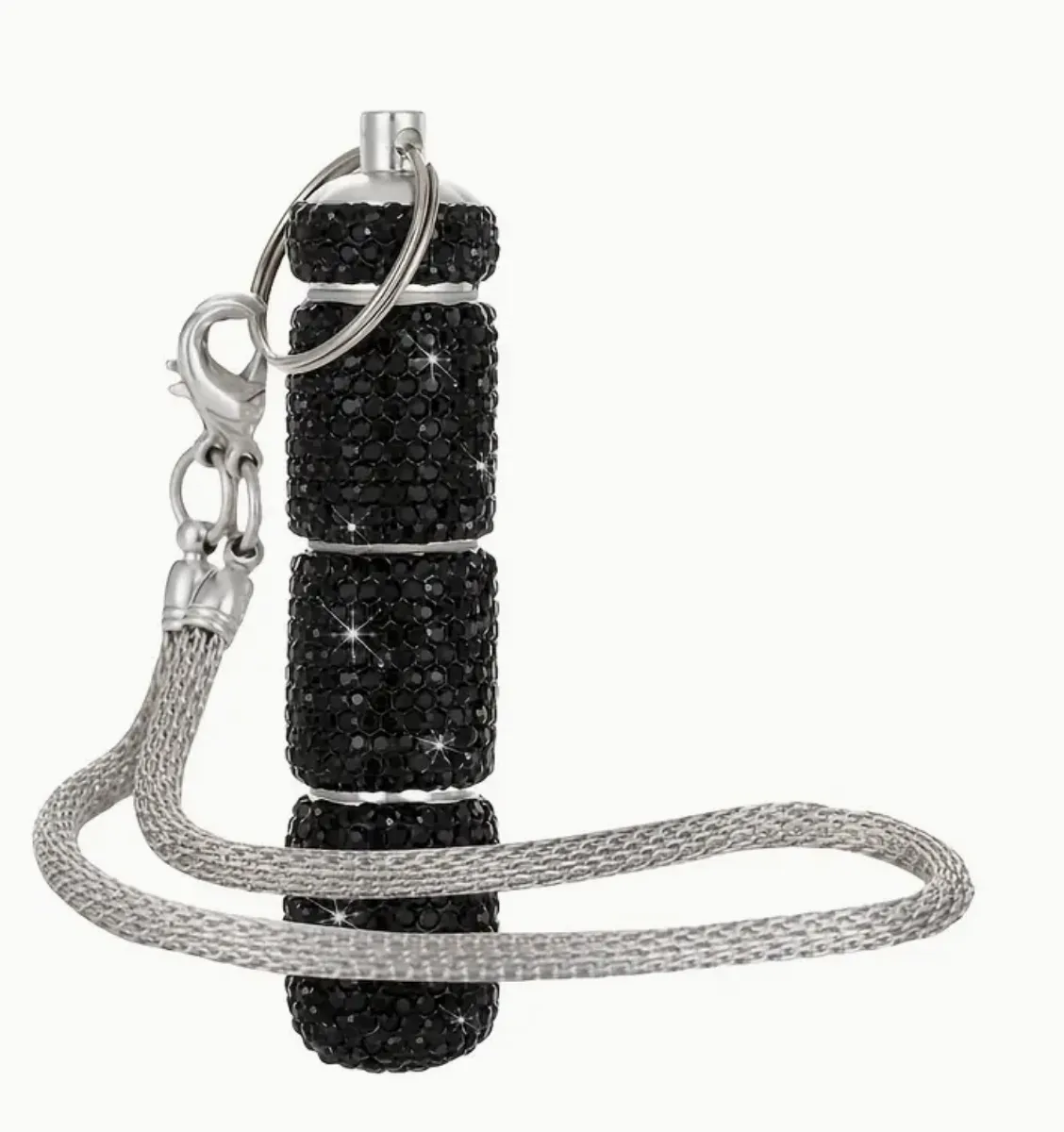 Rhinestone Triple Pill Holder Keychain with Strap