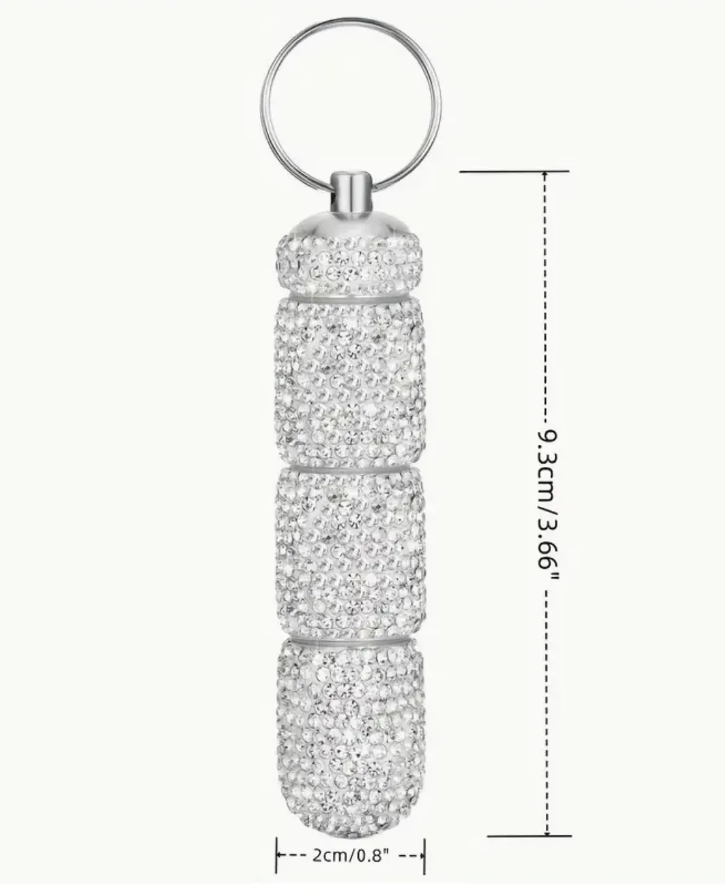 Rhinestone Triple Pill Holder Keychain with Strap