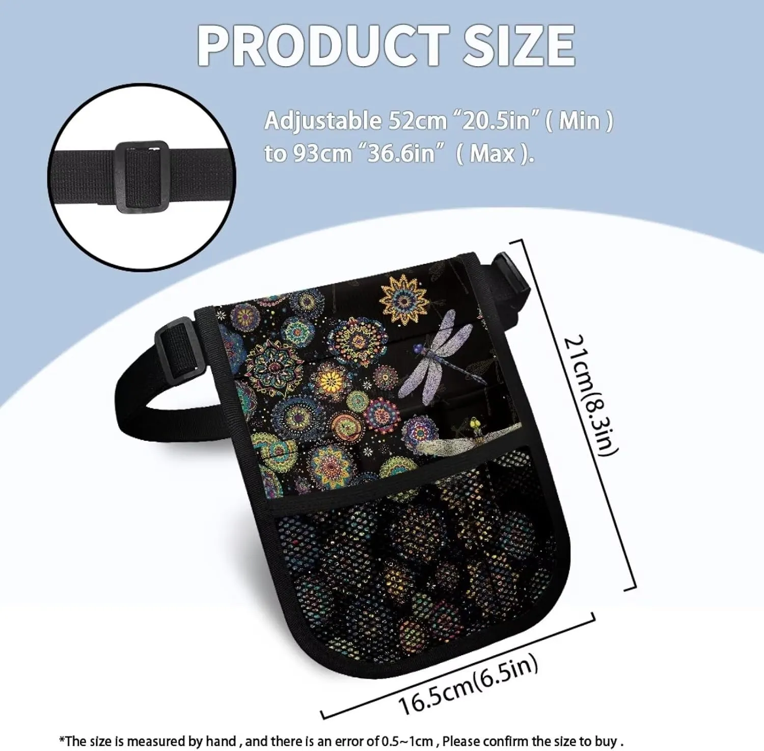 Rnyleeg Nurse Fanny Pack,Utility Nurse Tool Belt,Nurse Waist Pouch Bag for Women Men,Boho Mandala Floral Dragonfly Nursing Fanny Pack for Stethoscopes Bandage Medical Supplies