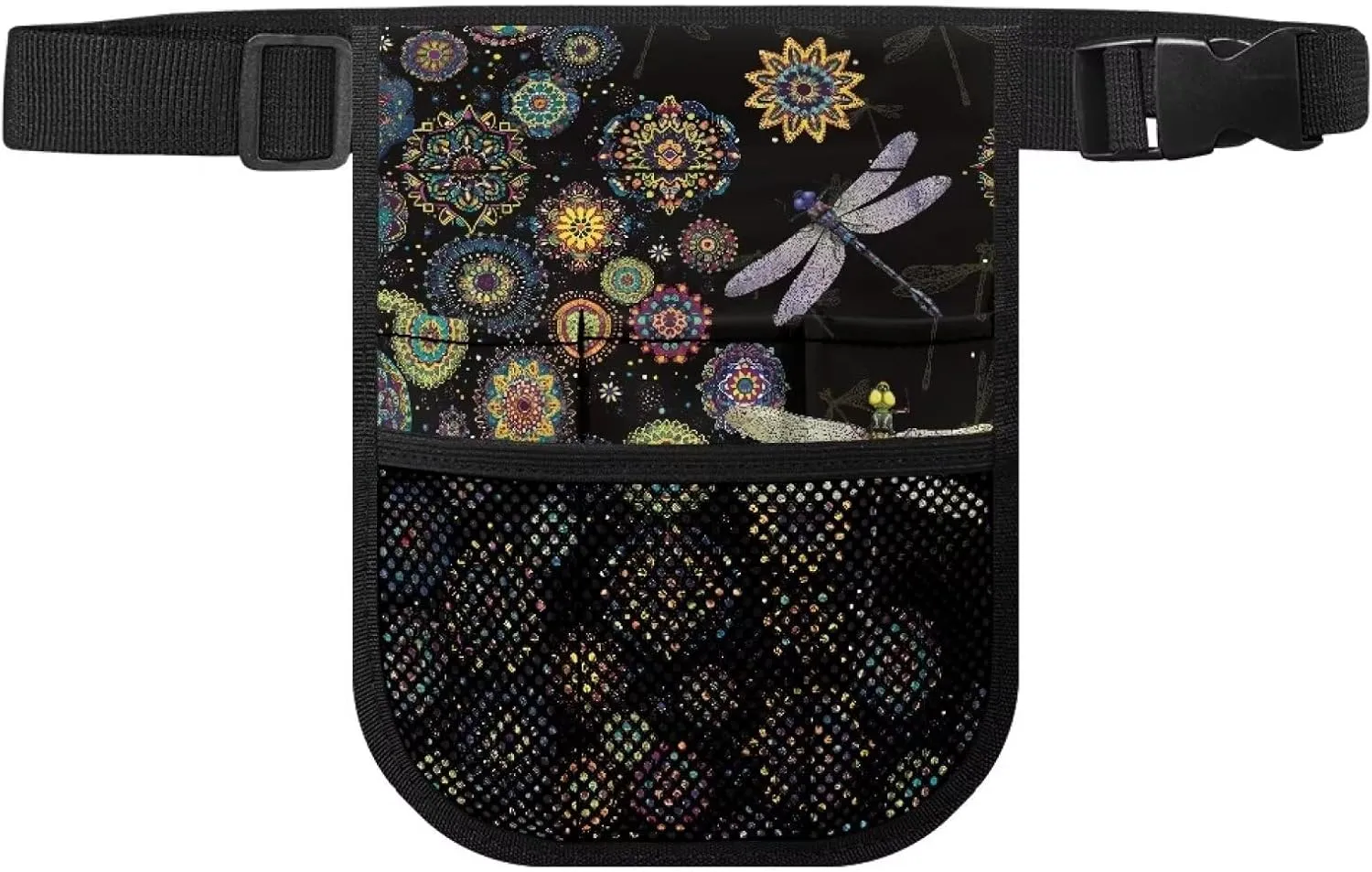 Rnyleeg Nurse Fanny Pack,Utility Nurse Tool Belt,Nurse Waist Pouch Bag for Women Men,Boho Mandala Floral Dragonfly Nursing Fanny Pack for Stethoscopes Bandage Medical Supplies
