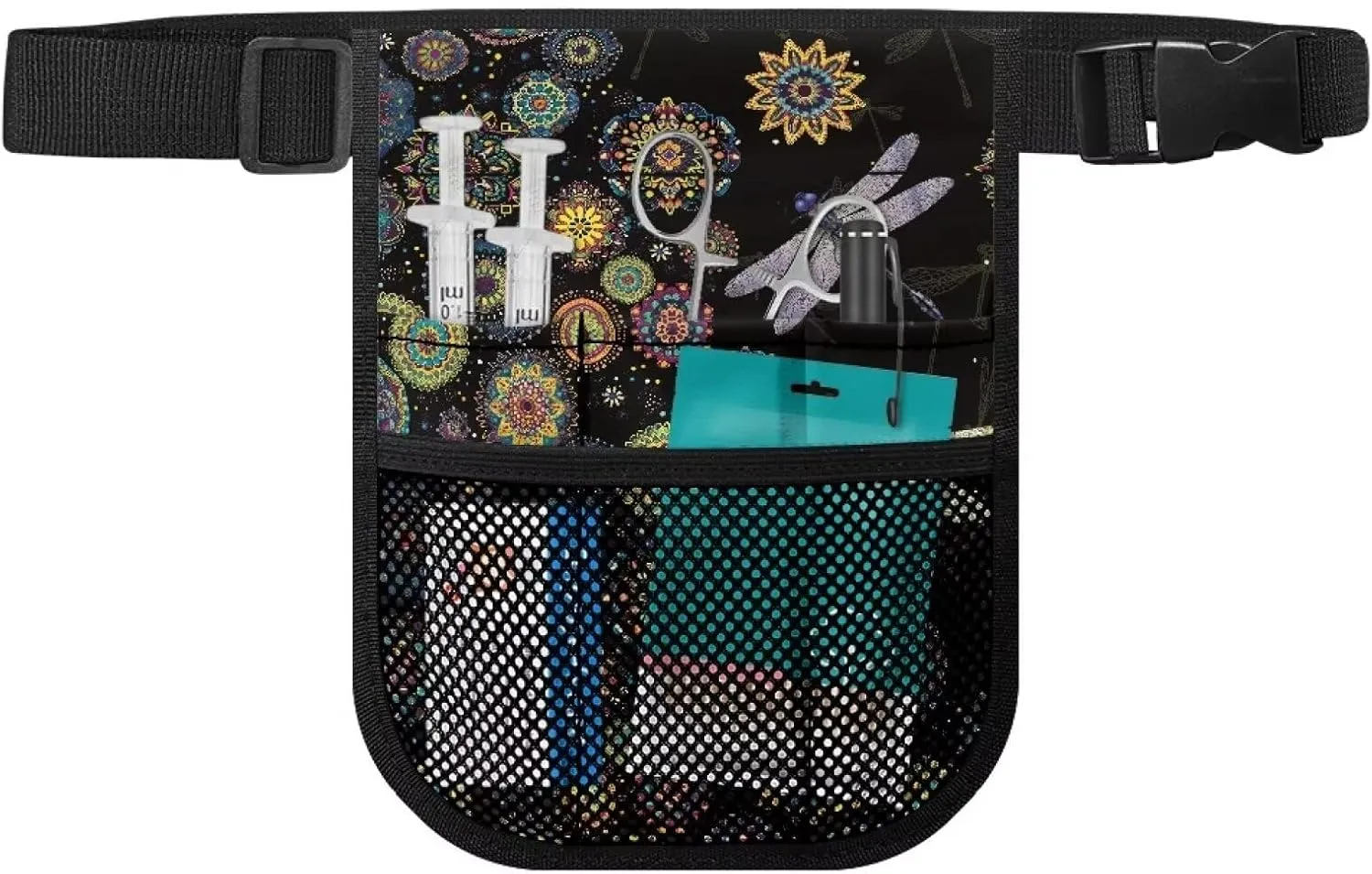 Rnyleeg Nurse Fanny Pack,Utility Nurse Tool Belt,Nurse Waist Pouch Bag for Women Men,Boho Mandala Floral Dragonfly Nursing Fanny Pack for Stethoscopes Bandage Medical Supplies