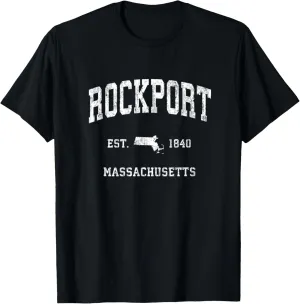 Rockport Massachusetts MA Vintage Athletic Sports Design T-Shirt