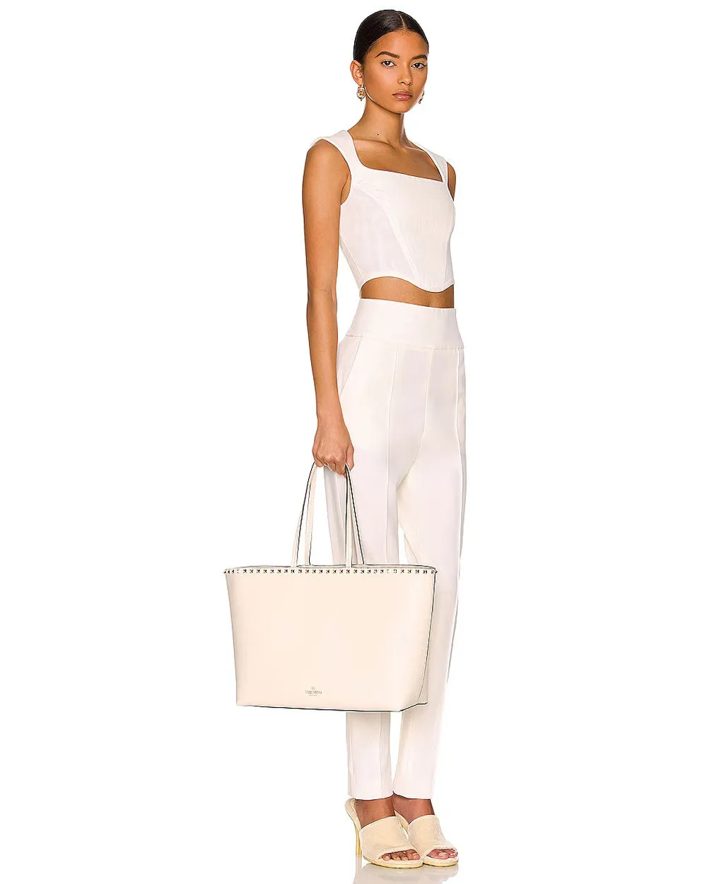 Rockstud Tote in Light Ivory
