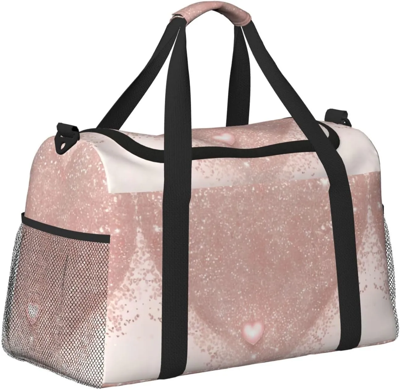 Rose Gold Wallpaper Travel Duffel Bag With Zippers And Handles, Big Foldable Duffle Bag For Family Vacations