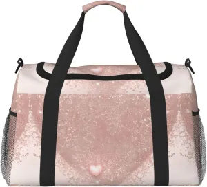 Rose Gold Wallpaper Travel Duffel Bag With Zippers And Handles, Big Foldable Duffle Bag For Family Vacations