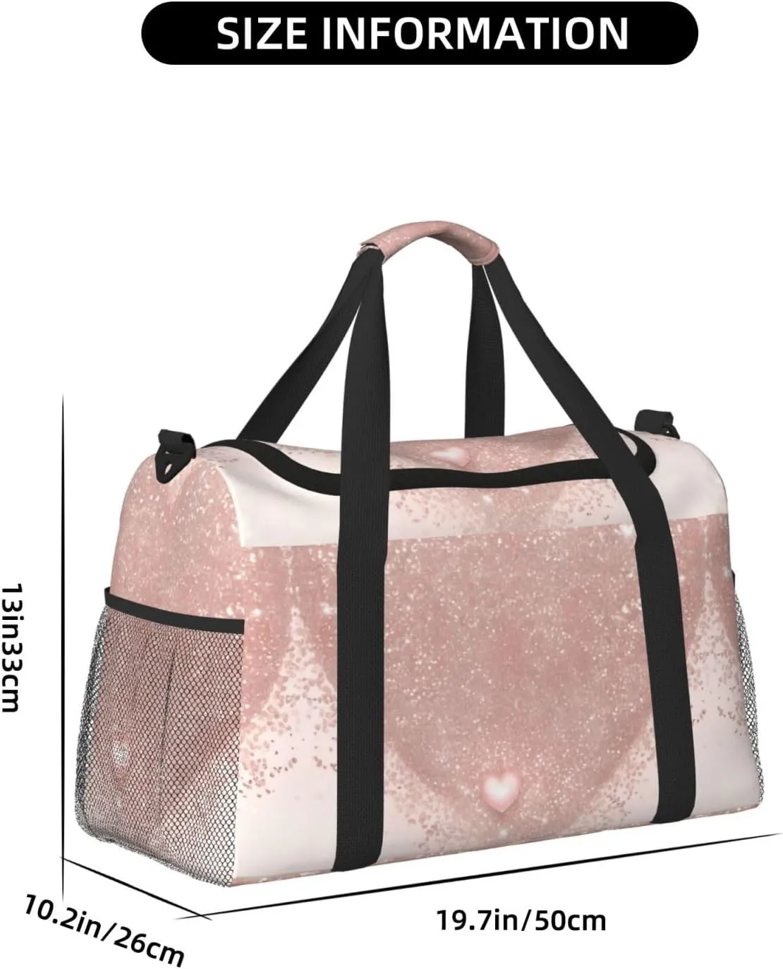 Rose Gold Wallpaper Travel Duffel Bag With Zippers And Handles, Big Foldable Duffle Bag For Family Vacations