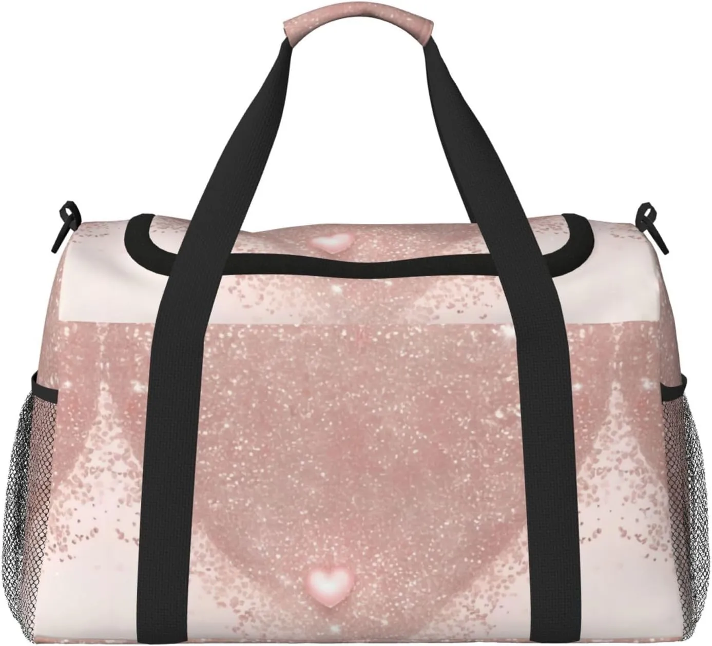 Rose Gold Wallpaper Travel Duffel Bag With Zippers And Handles, Big Foldable Duffle Bag For Family Vacations