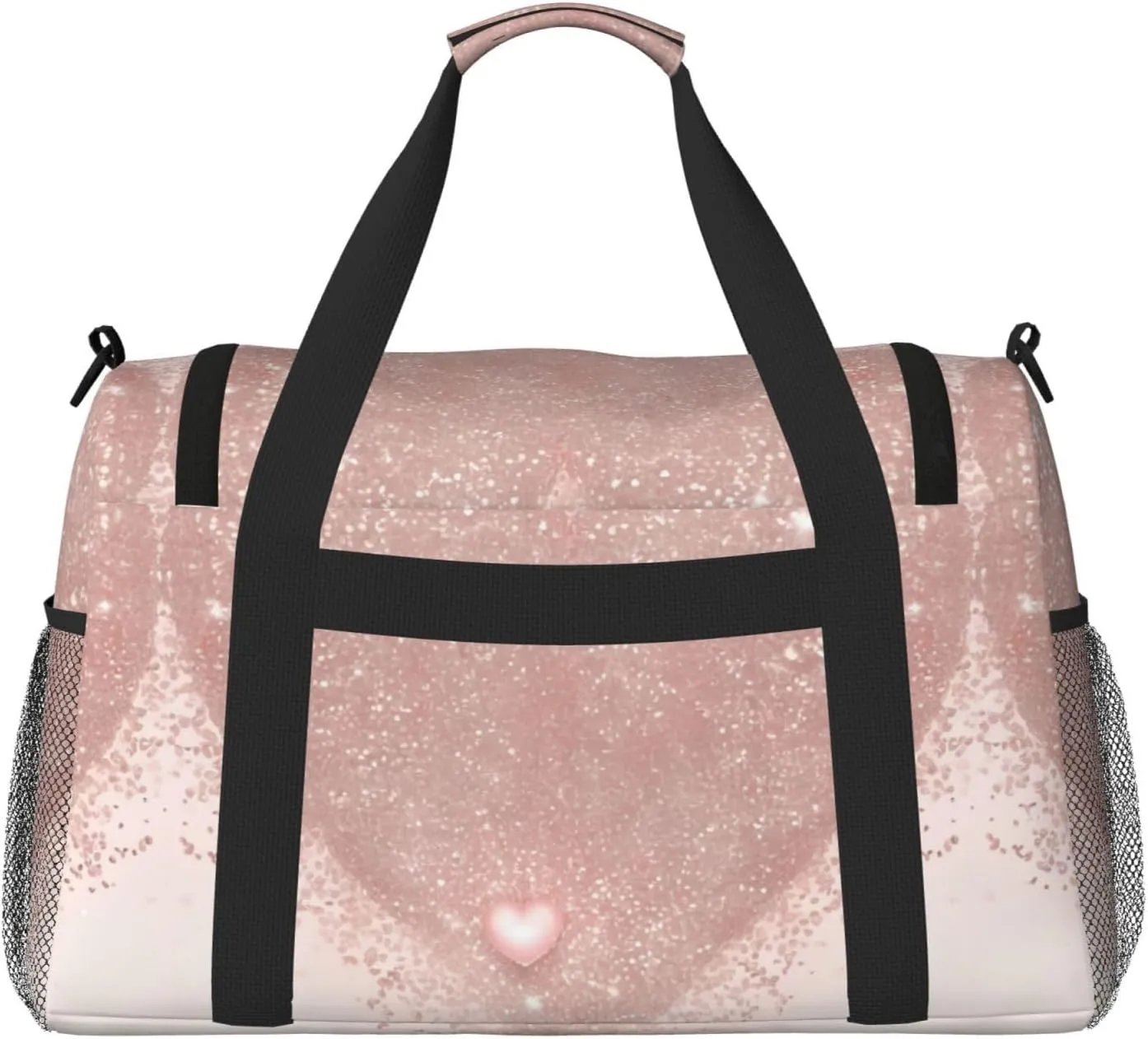 Rose Gold Wallpaper Travel Duffel Bag With Zippers And Handles, Big Foldable Duffle Bag For Family Vacations