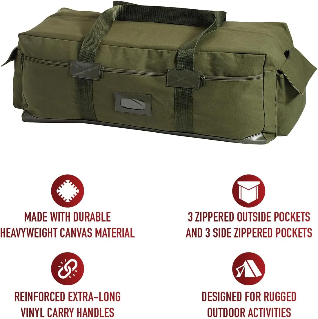 Rothco Canvas Israeli Type Duffle Bag, Olive Drab