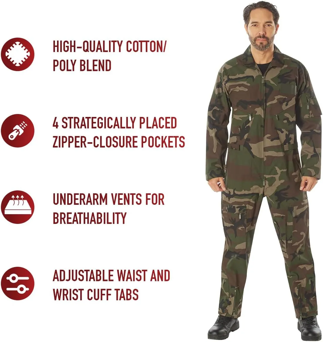 Rothco Flightsuit – Mens Pilot Coveralls – Costume Cosplay Jumpsuit