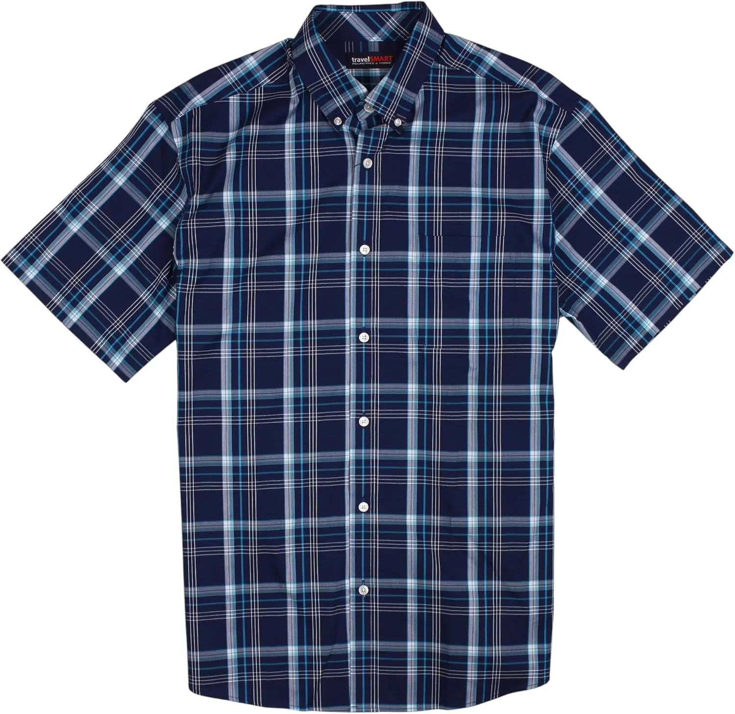 Roundtree & Yorke TravelSMART Men's Short Sleeve Button-Down Shirt Wrinkle Resistant Non-Iron Regular Sizes