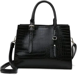 ROUROU Crocodile Print Handbag for Women Soft Faux Leather Shoulder Bag Top Handle Crossbody Bag Commuter Tote Bag Satchel