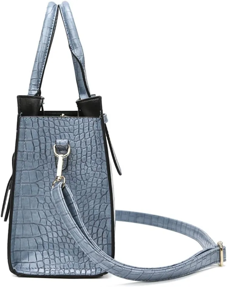 ROUROU Crocodile Print Handbag for Women Soft Faux Leather Shoulder Bag Top Handle Crossbody Bag Commuter Tote Bag Satchel