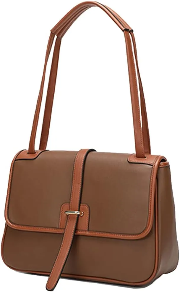ROUROU Large Capacity Shoulder Bag for Women Genuine Leather Handbag Retro Tote Bag Casual Satchel