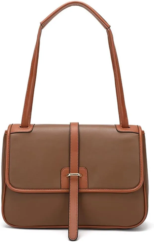 ROUROU Large Capacity Shoulder Bag for Women Genuine Leather Handbag Retro Tote Bag Casual Satchel