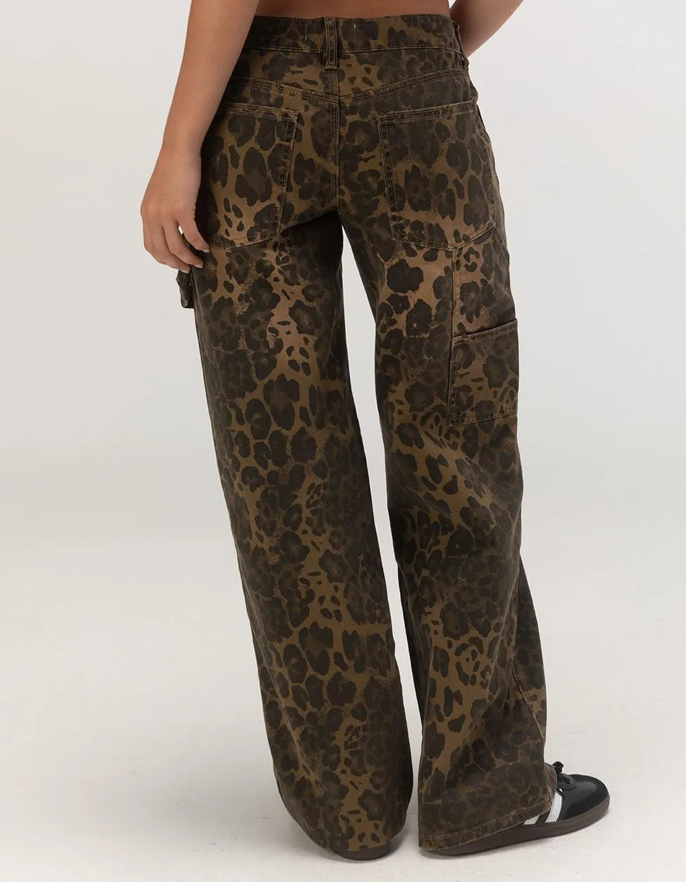 Rsq Womens Low Rise Leopard Baggy Carpenter Pants