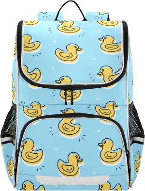 Rubber Duck Backpack Large Capacity Bookbag for Boys and Girls 16 Inches, with Night Reflective Strips, Multifunctional Computer Bag School Bag Travel Shoulder Bag