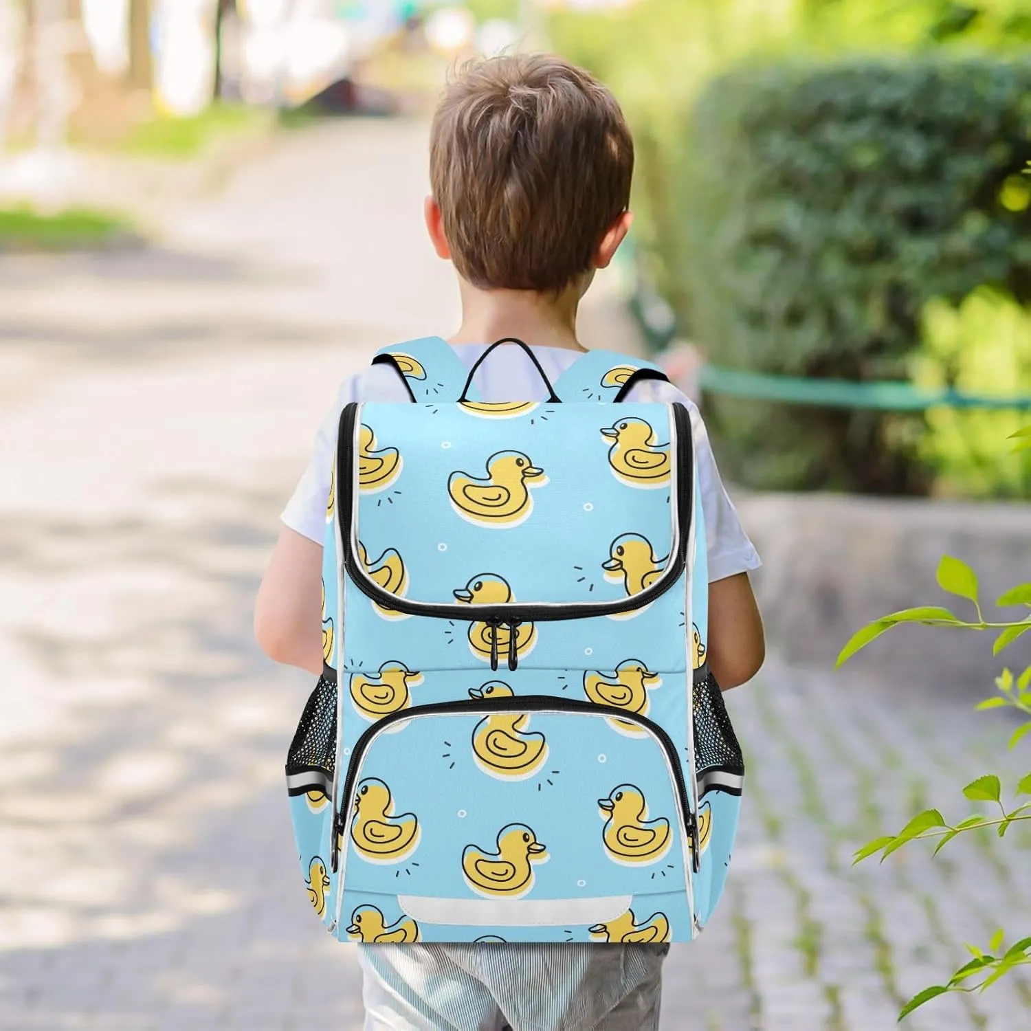Rubber Duck Backpack Large Capacity Bookbag for Boys and Girls 16 Inches, with Night Reflective Strips, Multifunctional Computer Bag School Bag Travel Shoulder Bag