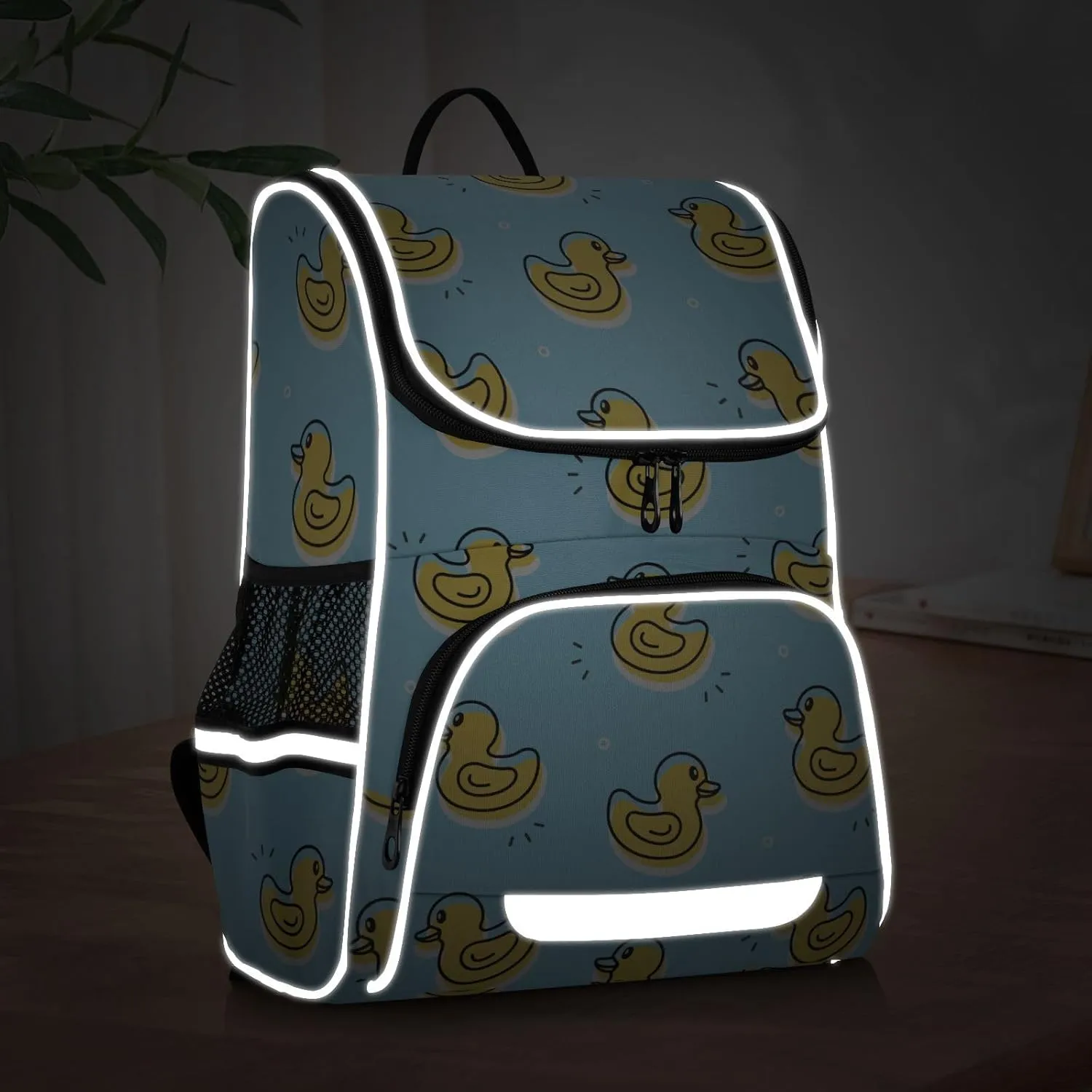 Rubber Duck Backpack Large Capacity Bookbag for Boys and Girls 16 Inches, with Night Reflective Strips, Multifunctional Computer Bag School Bag Travel Shoulder Bag