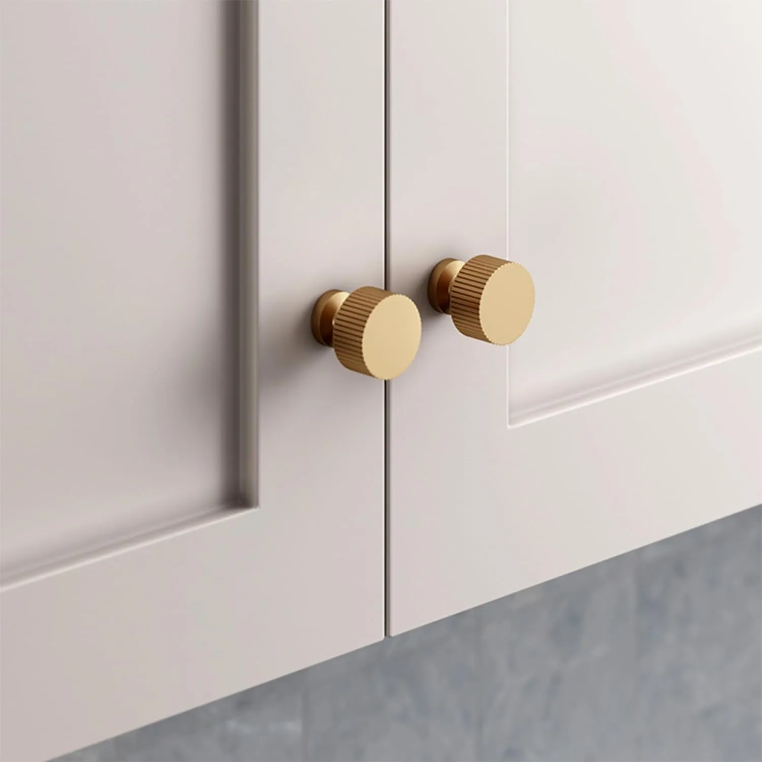 RZDEAL 6pcs Solid Brass Cabinet Knobs Pulls - Gold Modern Handles (1"x1"/25mmx25mm), Brushed Brass Finish