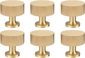 RZDEAL 6pcs Solid Brass Cabinet Knobs Pulls - Gold Modern Handles (1"x1"/25mmx25mm), Brushed Brass Finish