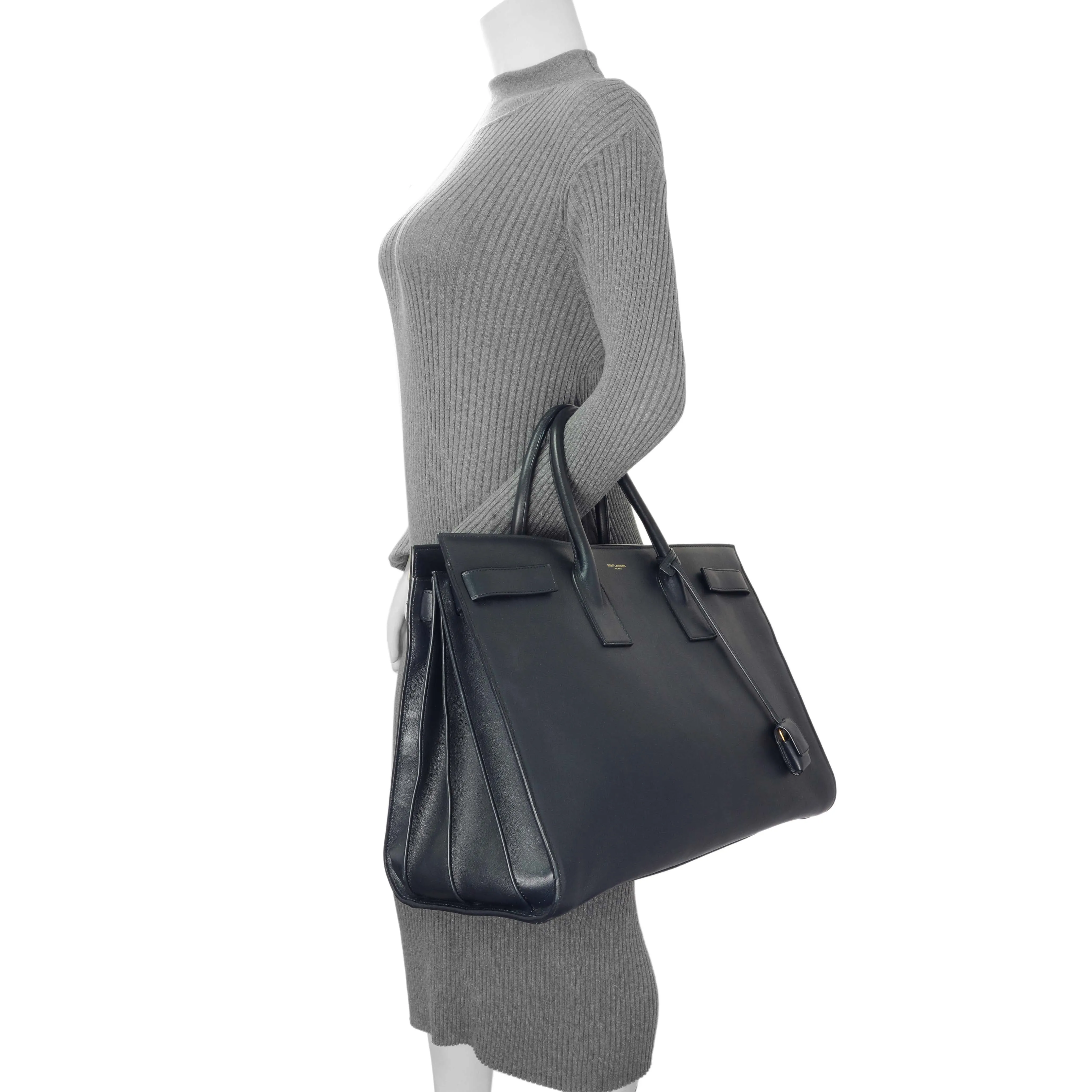Saint Laurent Navy Calfskin Large Sac De Jour