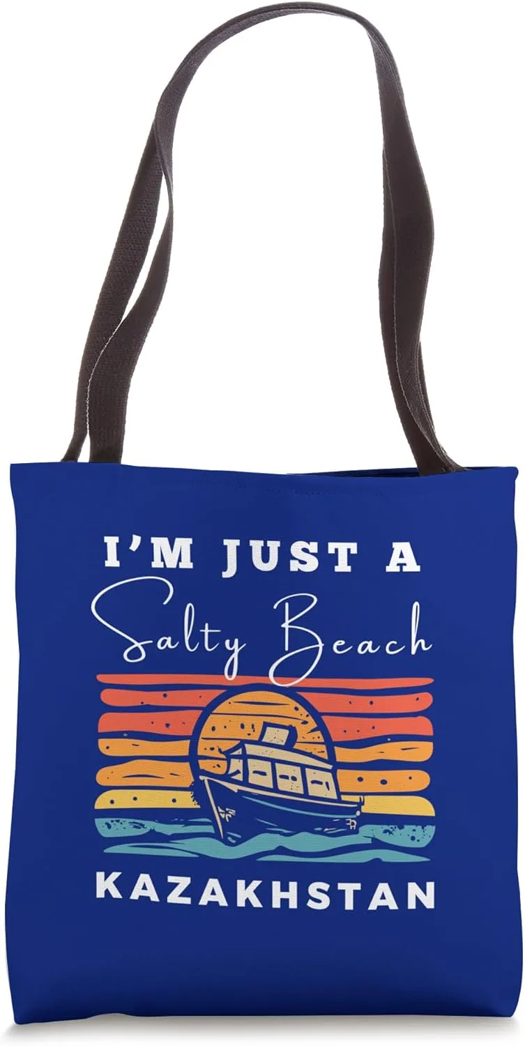 Salty Beach Kazakhstan Travel Souvenir Tote Bag