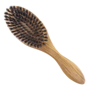 Sandalwood Hair Brush - Wooden Oval Handle Detangling Massage Brush Handmade with Natural Green Sandalwood and Boar Bristles