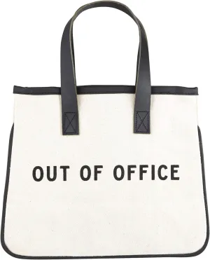 Santa Barbara Design Studio Tote Bag Hold Everything Collection Black and White 100% Cotton Canvas with Leather Handles