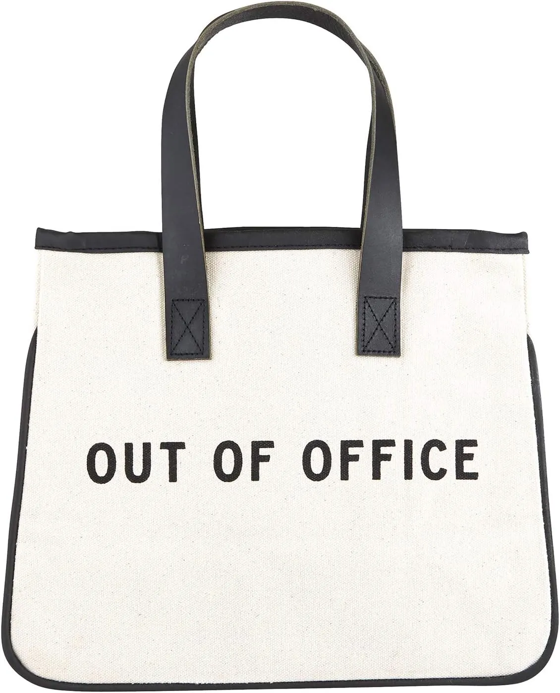 Santa Barbara Design Studio Tote Bag Hold Everything Collection Black and White 100% Cotton Canvas with Leather Handles