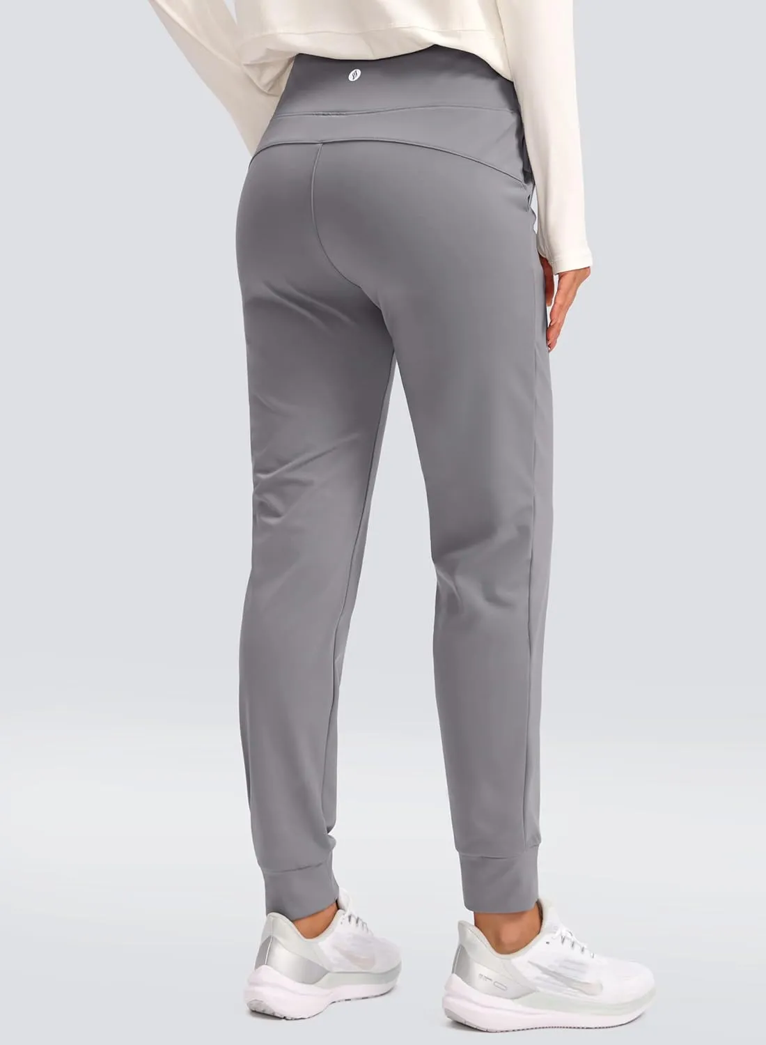 SANTINY Women's Fleece Lined Joggers Water Resistant High Waisted Thermal Sweatpants Winter Pants Hiking Running Pockets