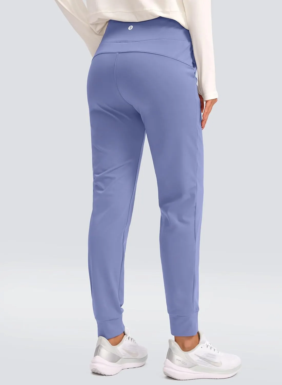 SANTINY Women's Fleece Lined Joggers Water Resistant High Waisted Thermal Sweatpants Winter Pants Hiking Running Pockets