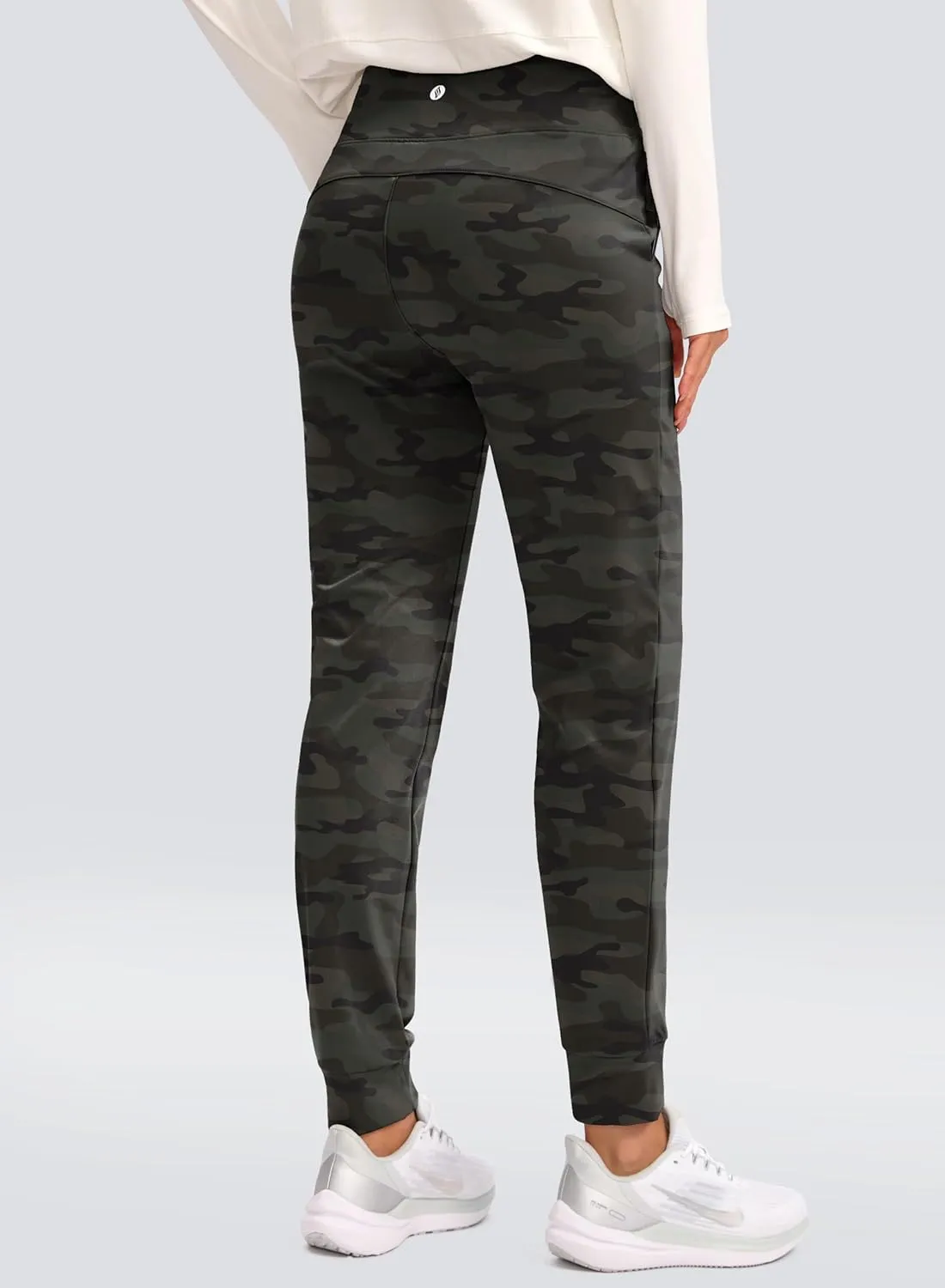 SANTINY Women's Fleece Lined Joggers Water Resistant High Waisted Thermal Sweatpants Winter Pants Hiking Running Pockets