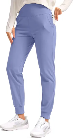 SANTINY Women's Fleece Lined Joggers Water Resistant High Waisted Thermal Sweatpants Winter Pants Hiking Running Pockets