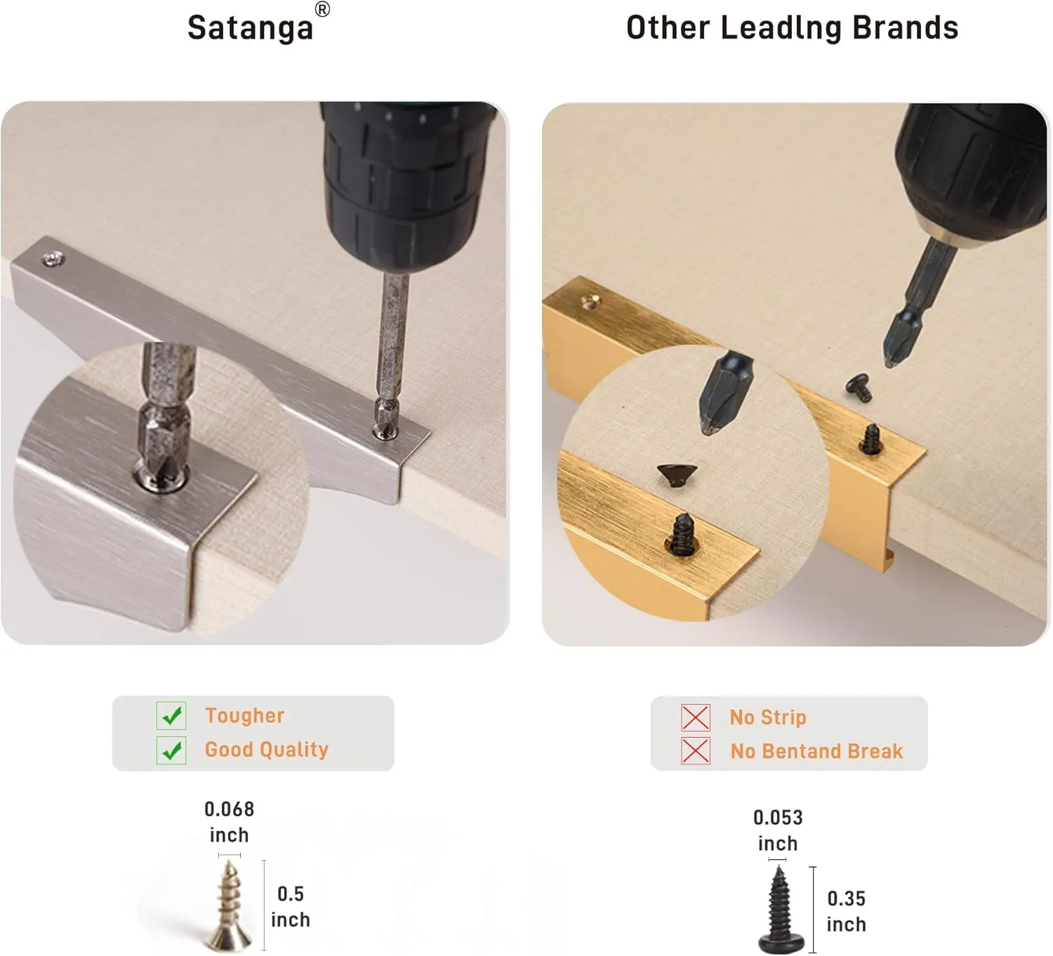 Satanga Edge Finger Pulls for Cabinet Kitchen Drawer knobs Low Profile Door Dresser Bathroom Long Cupboard Furniture Handles Aluminum 6 Pack Brushed Nickel 7.87" Easy Installation