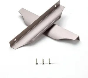 Satanga Edge Finger Pulls for Cabinet Kitchen Drawer knobs Low Profile Door Dresser Bathroom Long Cupboard Furniture Handles Aluminum 6 Pack Brushed Nickel 7.87" Easy Installation