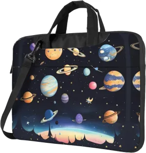 Saturn Jupiter Earth Pattern Laptop Bag - with Soft Interior, Multiple Pockets - Ideal for Men, Travel and Business