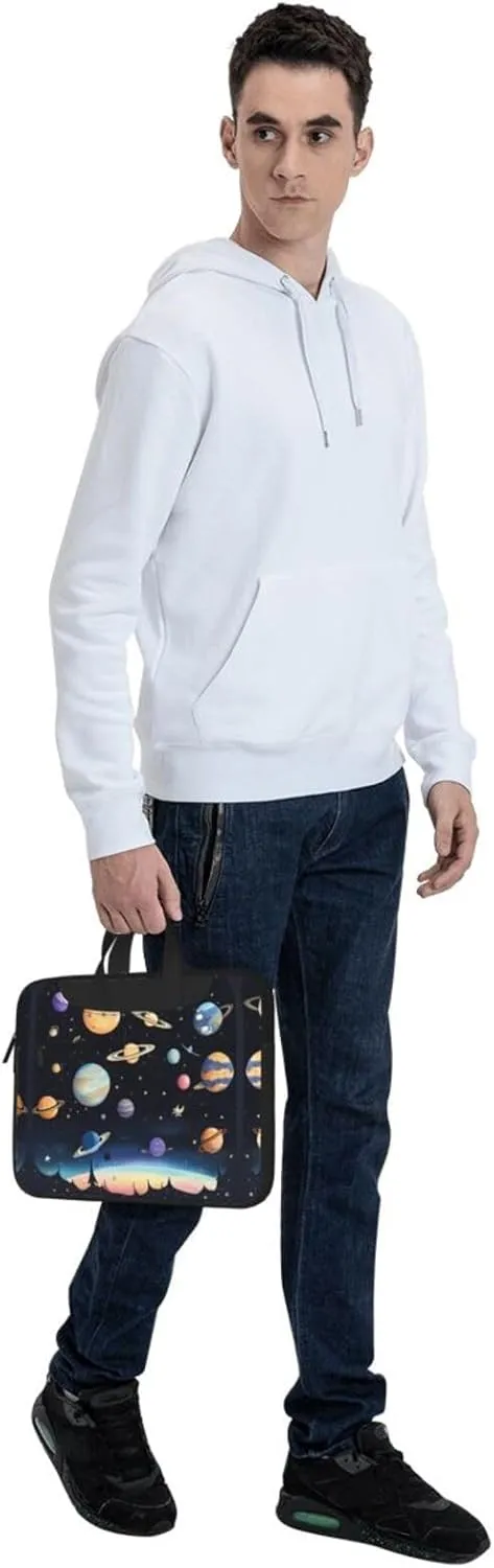 Saturn Jupiter Earth Pattern Laptop Bag - with Soft Interior, Multiple Pockets - Ideal for Men, Travel and Business