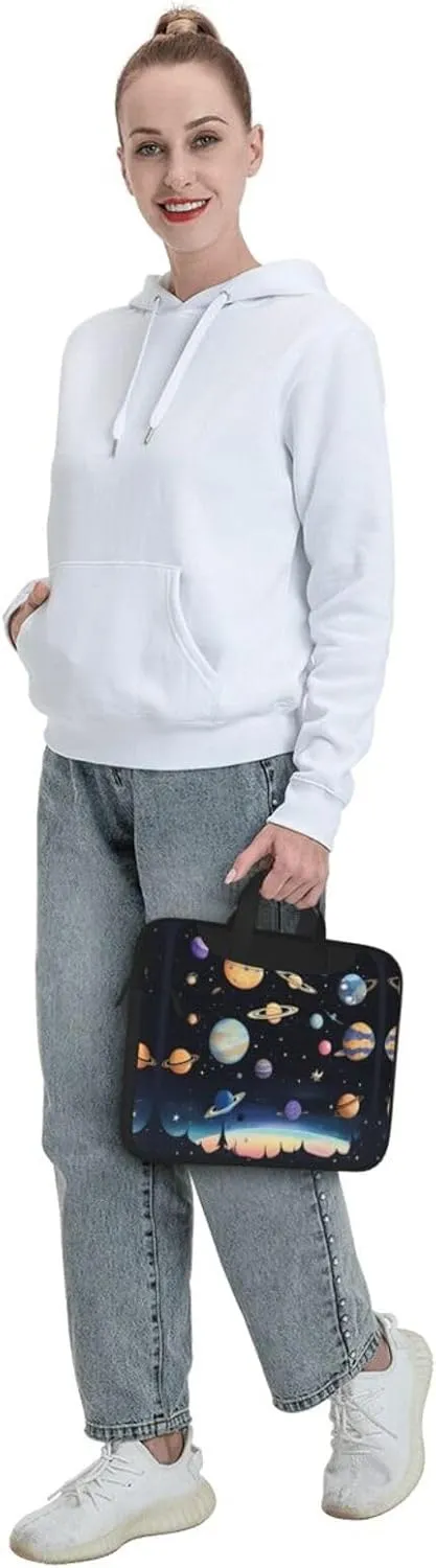 Saturn Jupiter Earth Pattern Laptop Bag - with Soft Interior, Multiple Pockets - Ideal for Men, Travel and Business