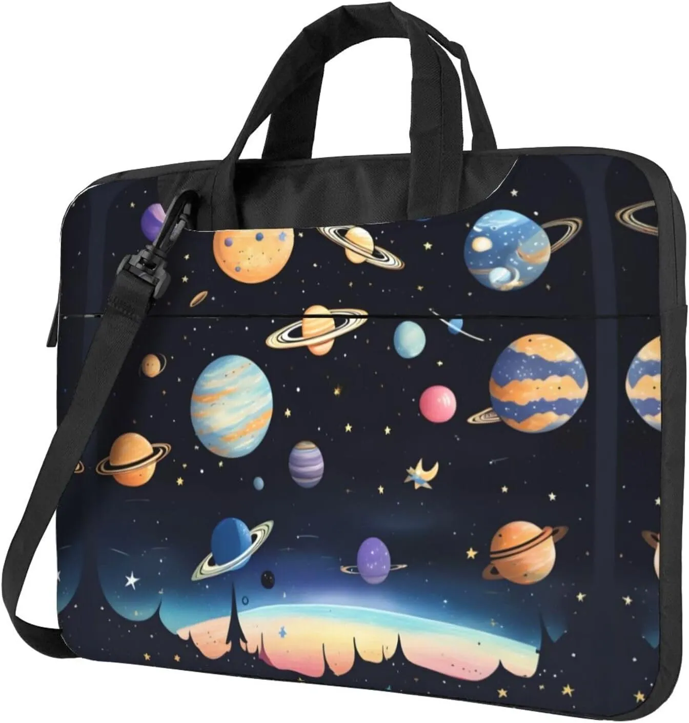 Saturn Jupiter Earth Pattern Laptop Bag - with Soft Interior, Multiple Pockets - Ideal for Men, Travel and Business