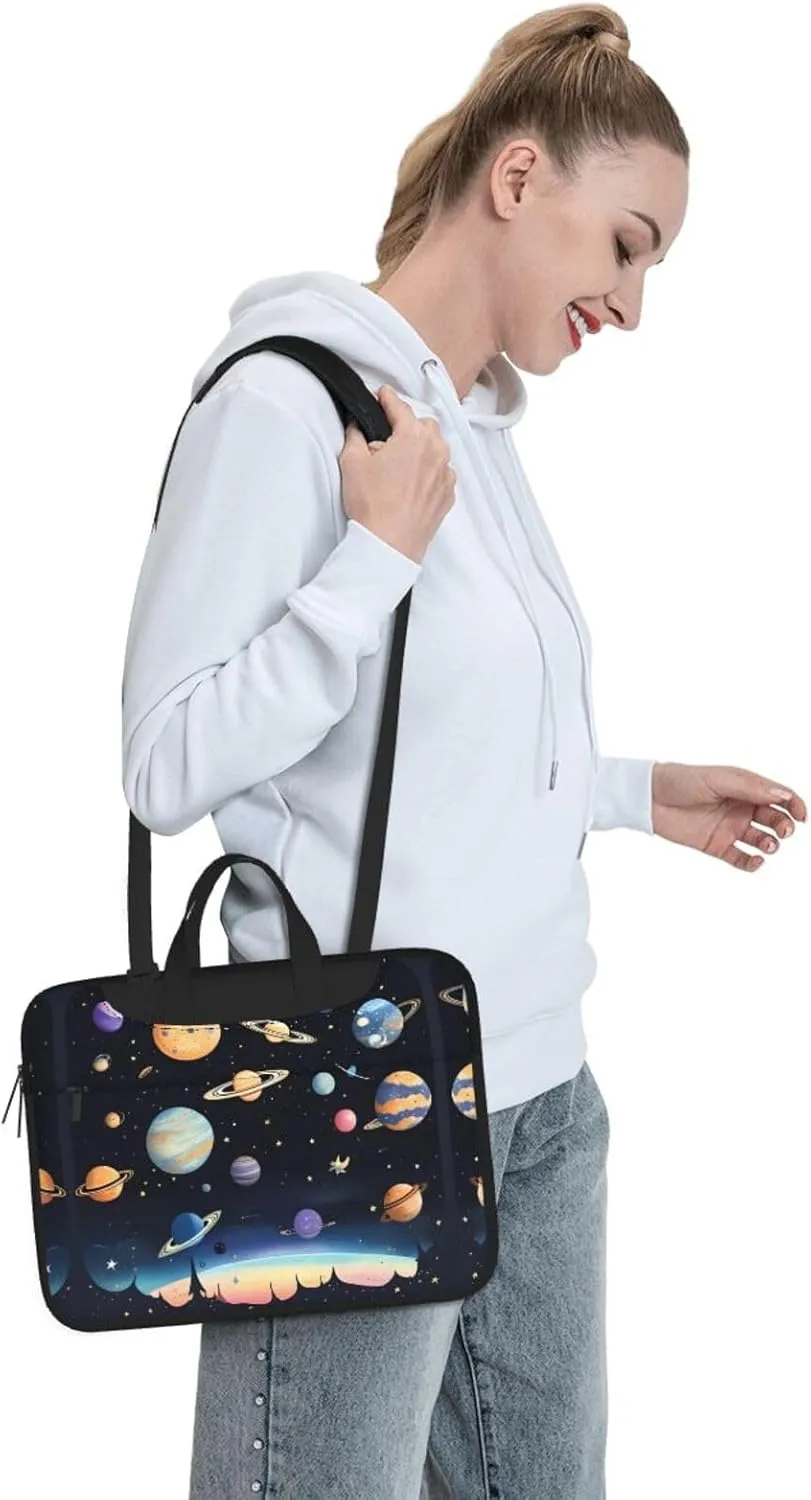 Saturn Jupiter Earth Pattern Laptop Bag - with Soft Interior, Multiple Pockets - Ideal for Men, Travel and Business