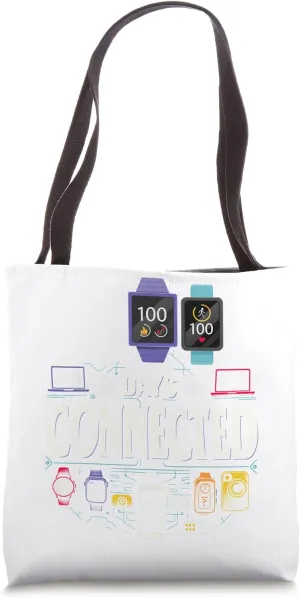 School 100 Days Connected Watches Laptop Digital Back To Sch Tote Bag