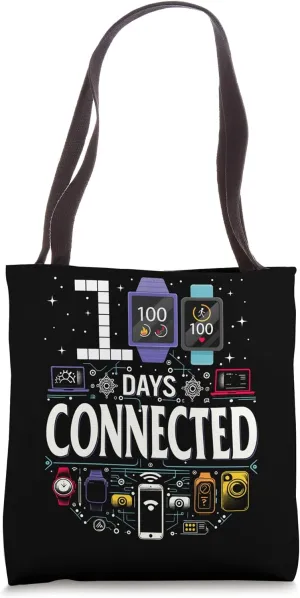 School 100 Days Connected Watches Laptop Digital Back To Sch Tote Bag