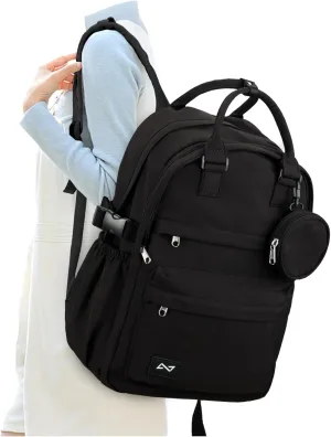 School Backpack for Girl Boys Cute Middle School Student Bookbag Waterproof College Aesthetic Backpack Work Laptop Backpack Rucksack Casual Travel Daypack Black
