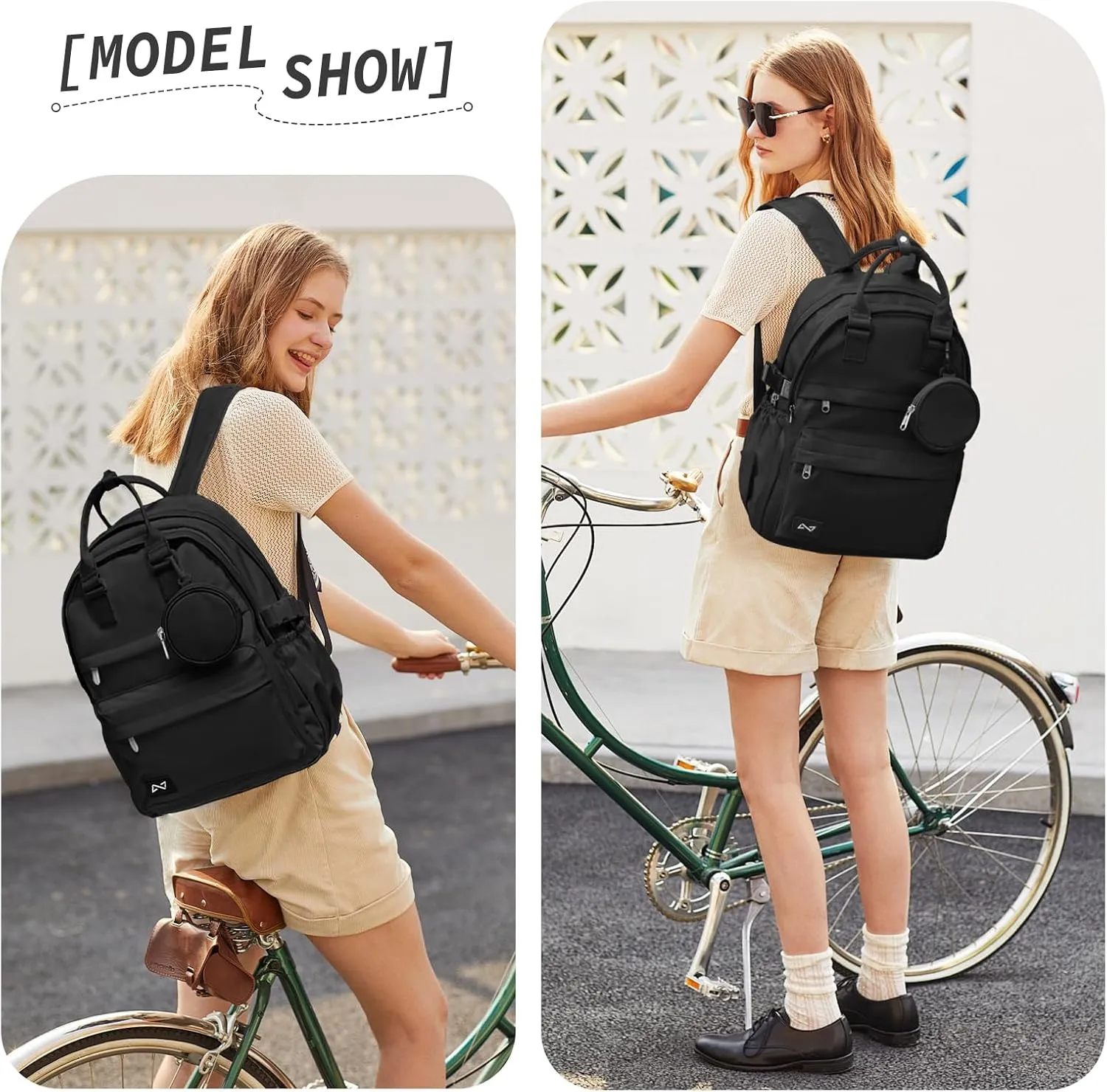 School Backpack for Girl Boys Cute Middle School Student Bookbag Waterproof College Aesthetic Backpack Work Laptop Backpack Rucksack Casual Travel Daypack Black