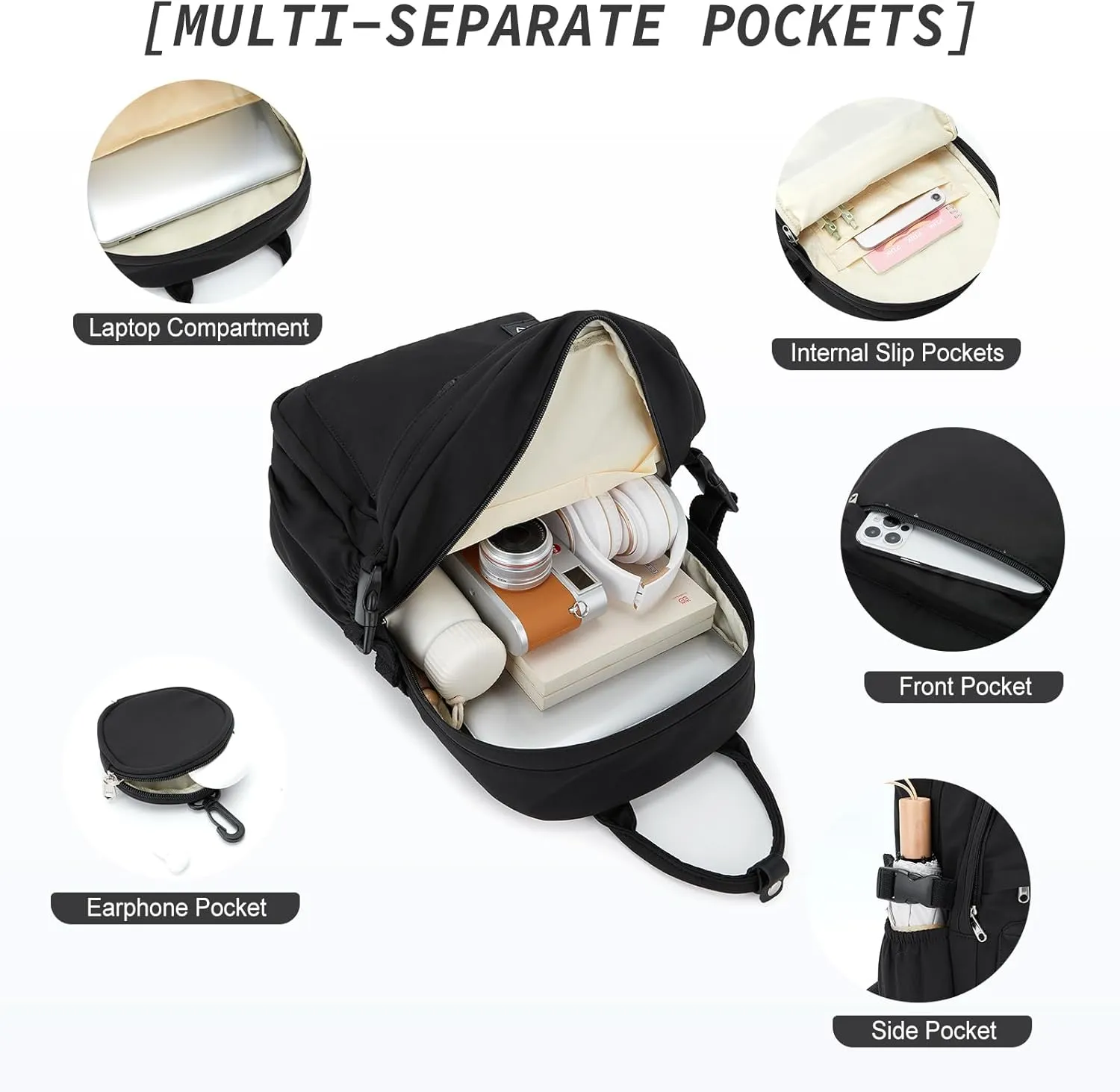 School Backpack for Girl Boys Cute Middle School Student Bookbag Waterproof College Aesthetic Backpack Work Laptop Backpack Rucksack Casual Travel Daypack Black